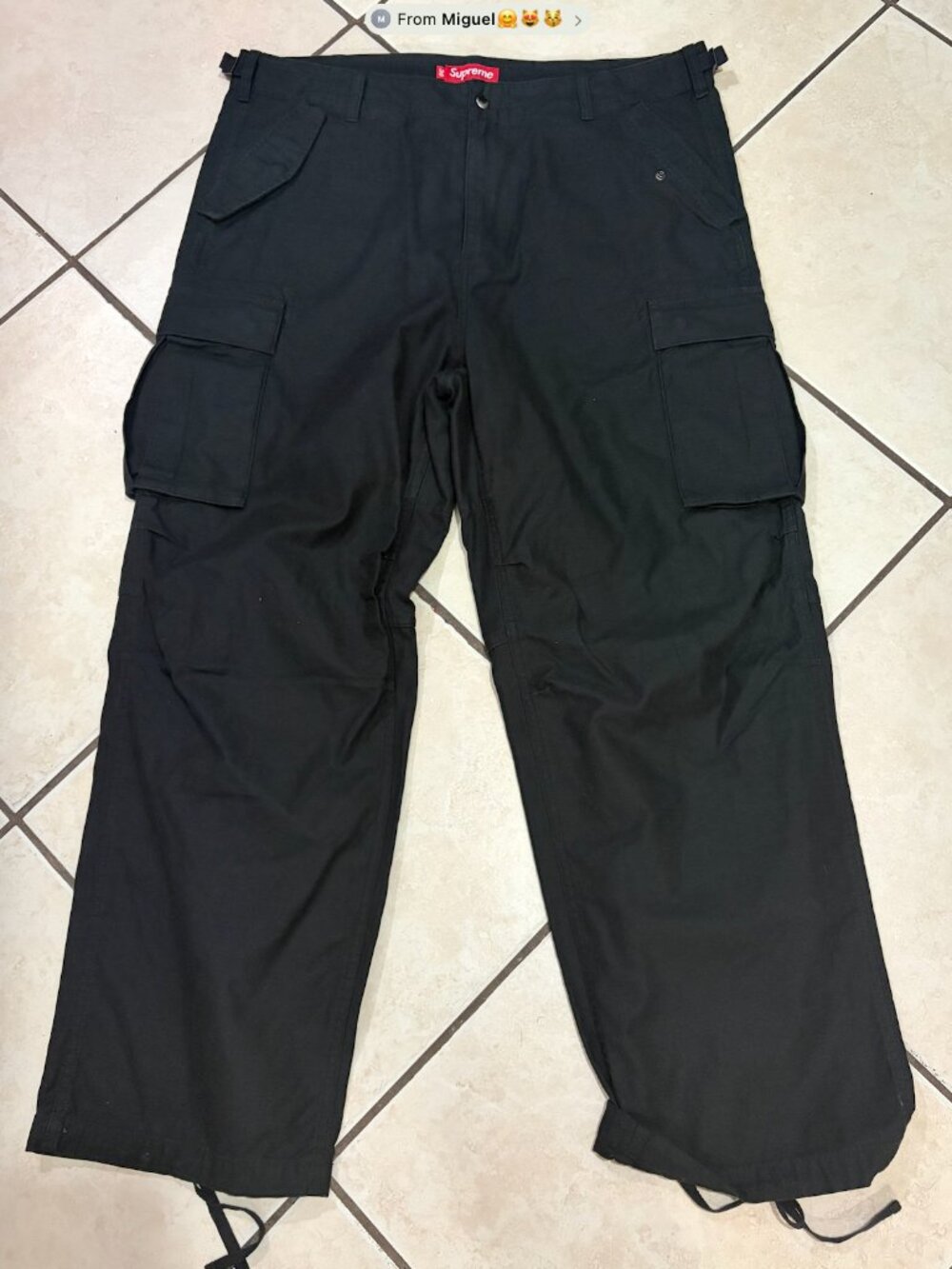 Supreme Black Cargo Pant (FW24) Size 36